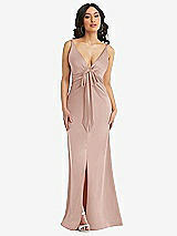Alt View 1 Thumbnail - Toasted Sugar Skinny Strap Plunge Neckline Maxi Dress with Bow Detail