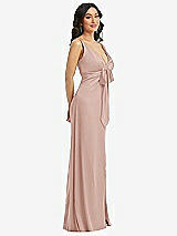 Side View Thumbnail - Toasted Sugar Skinny Strap Plunge Neckline Maxi Dress with Bow Detail