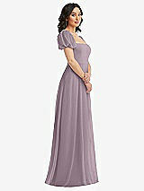 Side View Thumbnail - Lilac Dusk Puff Sleeve Chiffon Maxi Dress with Front Slit