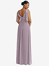 Rear View Thumbnail - Lilac Dusk Plunge Neckline Bow Shoulder Empire Waist Chiffon Maxi Dress