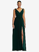Alt View 2 Thumbnail - Evergreen Plunge Neckline Bow Shoulder Empire Waist Chiffon Maxi Dress
