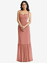 Alt View 1 Thumbnail - Desert Rose Tie-Shoulder Bustier Bodice Ruffle-Hem Maxi Dress