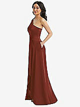 Side View Thumbnail - Auburn Moon One-Shoulder High Low Maxi Dress with Pockets