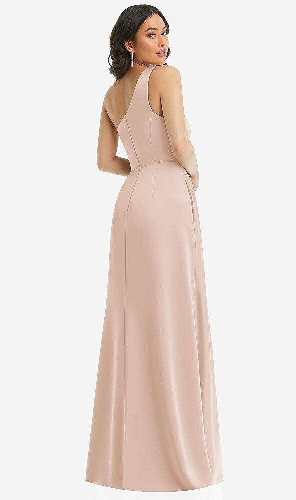 Back View - Cameo One-Shoulder High Low Maxi Dress with Pockets