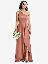 Alt View 1 Thumbnail - Desert Rose One-Shoulder High Low Maxi Dress with Pockets