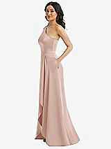 Side View Thumbnail - Toasted Sugar One-Shoulder High Low Maxi Dress with Pockets