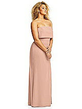 Alt View 4 Thumbnail - Pale Peach Strapless Overlay Bodice Crepe Maxi Dress with Front Slit