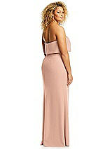 Alt View 5 Thumbnail - Pale Peach Strapless Overlay Bodice Crepe Maxi Dress with Front Slit
