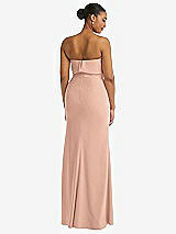 Rear View Thumbnail - Pale Peach Strapless Overlay Bodice Crepe Maxi Dress with Front Slit