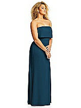 Alt View 4 Thumbnail - Atlantic Blue Strapless Overlay Bodice Crepe Maxi Dress with Front Slit