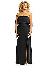 Alt View 3 Thumbnail - Black Strapless Overlay Bodice Crepe Maxi Dress with Front Slit