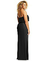 Alt View 5 Thumbnail - Black Strapless Overlay Bodice Crepe Maxi Dress with Front Slit