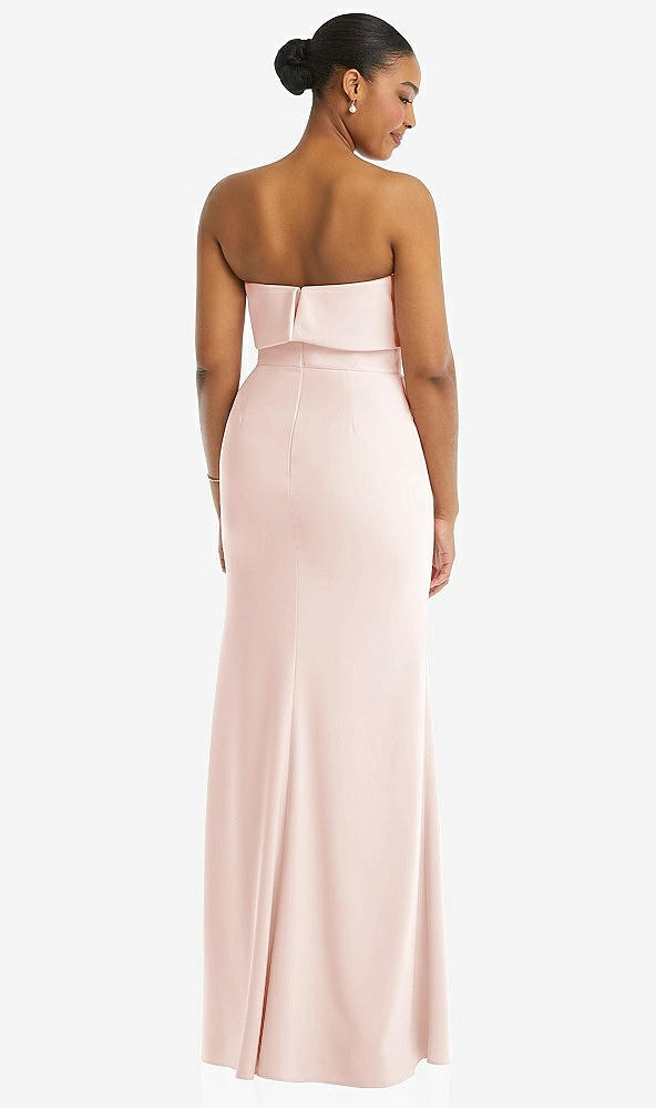 Back View - Blush Strapless Overlay Bodice Crepe Maxi Dress with Front Slit