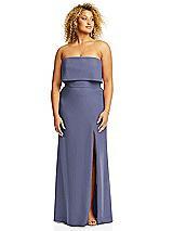 Alt View 3 Thumbnail - French Blue Strapless Overlay Bodice Crepe Maxi Dress with Front Slit