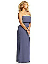 Alt View 4 Thumbnail - French Blue Strapless Overlay Bodice Crepe Maxi Dress with Front Slit
