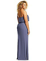 Alt View 5 Thumbnail - French Blue Strapless Overlay Bodice Crepe Maxi Dress with Front Slit