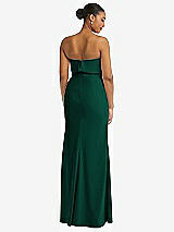 Rear View Thumbnail - Hunter Green Strapless Overlay Bodice Crepe Maxi Dress with Front Slit