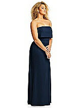 Alt View 4 Thumbnail - Midnight Navy Strapless Overlay Bodice Crepe Maxi Dress with Front Slit