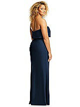 Alt View 5 Thumbnail - Midnight Navy Strapless Overlay Bodice Crepe Maxi Dress with Front Slit