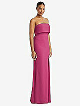 Side View Thumbnail - Tea Rose Strapless Overlay Bodice Crepe Maxi Dress with Front Slit