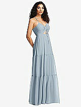 Side View Thumbnail - Mist Drawstring Bodice Gathered Tie Open-Back Maxi Dress with Tiered Skirt