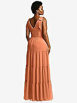 Alt View 3 Thumbnail - Sweet Melon Bow-Shoulder Faux Wrap Maxi Dress with Tiered Skirt