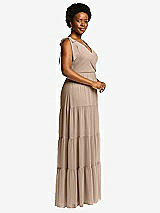 Alt View 2 Thumbnail - Topaz Bow-Shoulder Faux Wrap Maxi Dress with Tiered Skirt