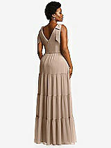 Alt View 3 Thumbnail - Topaz Bow-Shoulder Faux Wrap Maxi Dress with Tiered Skirt