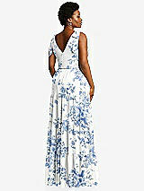 Alt View 3 Thumbnail - Cottage Rose Dusk Blue Bow-Shoulder Faux Wrap Maxi Dress with Tiered Skirt