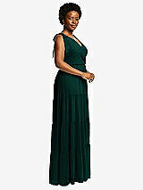 Alt View 2 Thumbnail - Evergreen Bow-Shoulder Faux Wrap Maxi Dress with Tiered Skirt