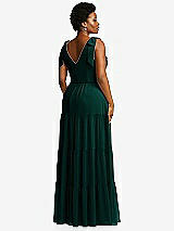 Alt View 3 Thumbnail - Evergreen Bow-Shoulder Faux Wrap Maxi Dress with Tiered Skirt