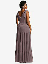Alt View 3 Thumbnail - French Truffle Bow-Shoulder Faux Wrap Maxi Dress with Tiered Skirt