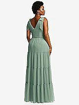 Alt View 3 Thumbnail - Seagrass Bow-Shoulder Faux Wrap Maxi Dress with Tiered Skirt