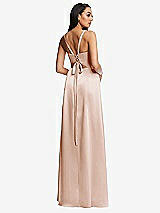 Rear View Thumbnail - Cameo Lace Up Tie-Back Corset Maxi Dress with Front Slit