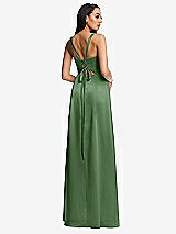 Rear View Thumbnail - Vineyard Green Lace Up Tie-Back Corset Maxi Dress with Front Slit