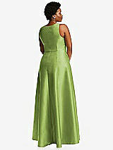 Alt View 3 Thumbnail - Mojito Boned Corset Closed-Back Satin Gown with Full Skirt and Pockets