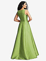 Rear View Thumbnail - Mojito Boned Corset Closed-Back Satin Gown with Full Skirt and Pockets