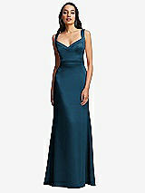 Front View Thumbnail - Atlantic Blue Framed Bodice Criss Criss Open Back A-Line Maxi Dress