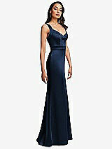 Side View Thumbnail - Midnight Navy Framed Bodice Criss Criss Open Back A-Line Maxi Dress