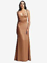 Front View Thumbnail - Toffee Framed Bodice Criss Criss Open Back A-Line Maxi Dress
