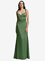 Front View Thumbnail - Vineyard Green Framed Bodice Criss Criss Open Back A-Line Maxi Dress