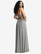 Alt View 4 Thumbnail - Chelsea Gray Strapless Empire Waist Cutout Maxi Dress with Covered Button Detail