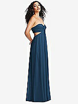 Alt View 1 Thumbnail - Dusk Blue Strapless Empire Waist Cutout Maxi Dress with Covered Button Detail