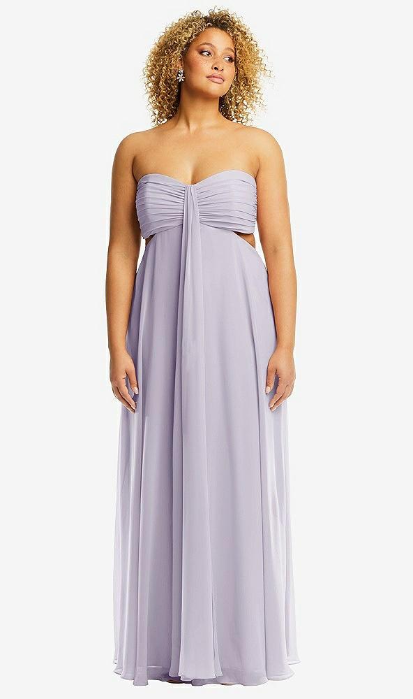 Front View - Moondance Strapless Empire Waist Cutout Maxi Dress with Covered Button Detail
