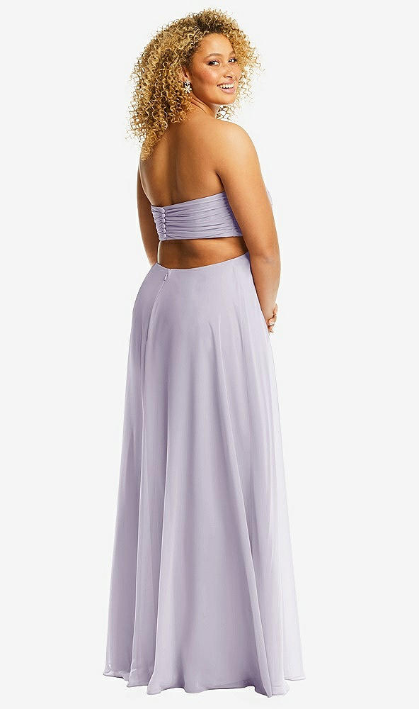 Back View - Moondance Strapless Empire Waist Cutout Maxi Dress with Covered Button Detail