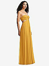 Alt View 3 Thumbnail - NYC Yellow Strapless Empire Waist Cutout Maxi Dress with Covered Button Detail