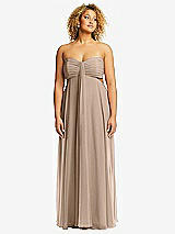 Front View Thumbnail - Topaz Strapless Empire Waist Cutout Maxi Dress with Covered Button Detail
