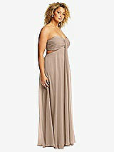 Side View Thumbnail - Topaz Strapless Empire Waist Cutout Maxi Dress with Covered Button Detail