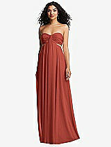 Alt View 2 Thumbnail - Amber Sunset Strapless Empire Waist Cutout Maxi Dress with Covered Button Detail