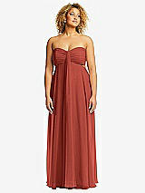 Front View Thumbnail - Amber Sunset Strapless Empire Waist Cutout Maxi Dress with Covered Button Detail